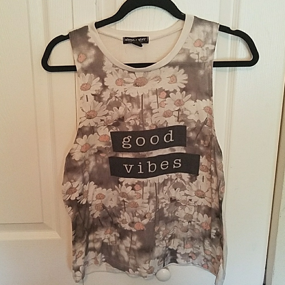 Floral "Good Vibes" muscle tank